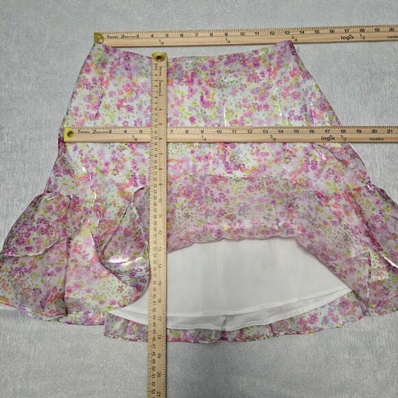 Wildfox floral ruffle bottom skirt Sm fairy feminine sorority dainty feminine - Picture 7 of 12